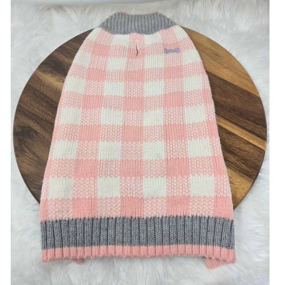 Frisco Pink Buffalo Pladi Pink White Gray Dog Sweater L